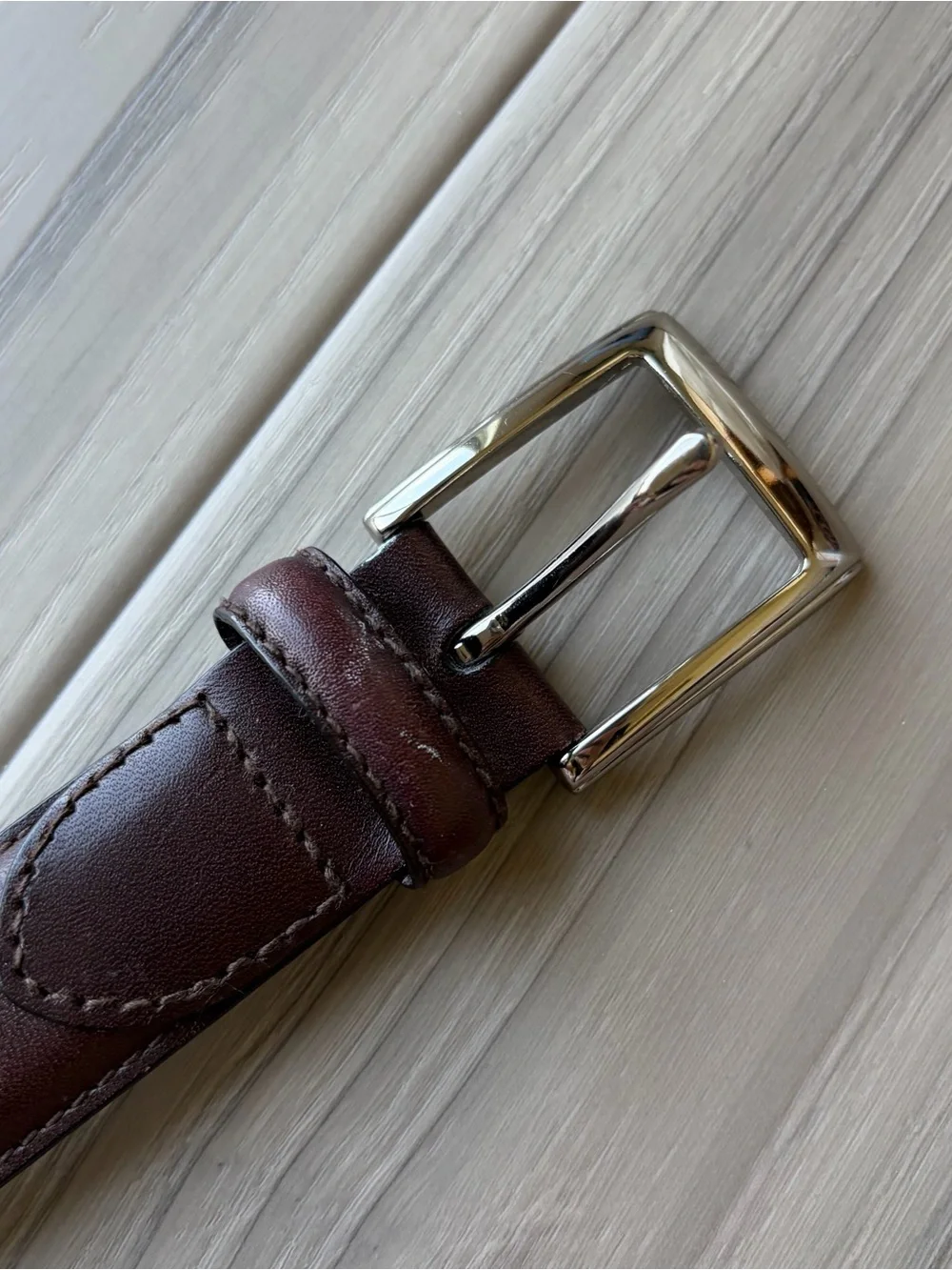 Polo Ralph Lauren Brown Leather Belt with Silver Buckle
